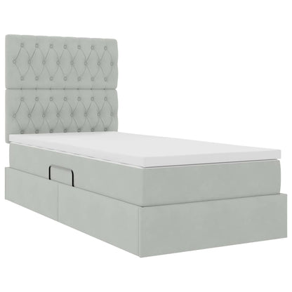 Letto con contenitore e materasso Grigio chiaro 90 x 200 cm