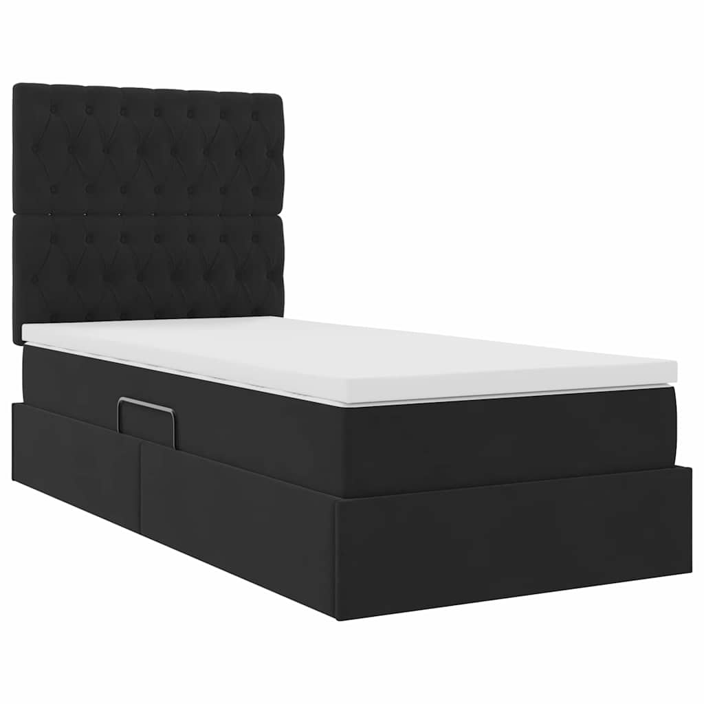 Letto con contenitore e materasso Nero 90 x 200 cm Velluto