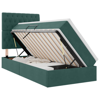 Letto con contenitore e materasso Verde Scuro 100 x 200 cm