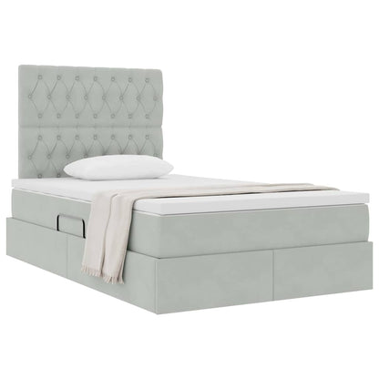 Letto con contenitore e materasso Grigio chiaro 120 x 190 cm