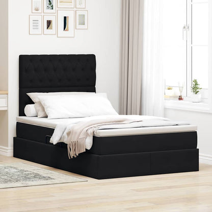 Letto con contenitore e materasso Nero 120 x 190 cm Velluto