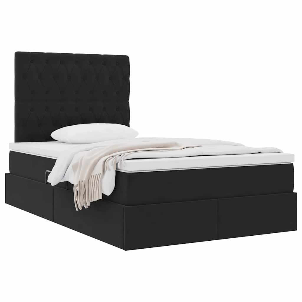 Letto con contenitore e materasso Nero 120 x 190 cm Velluto