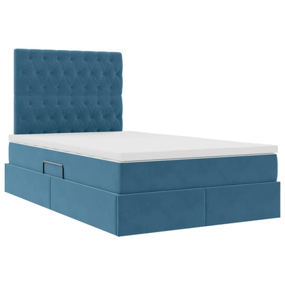 Letto con contenitore e materasso Blu 120 x 190 cm Velluto