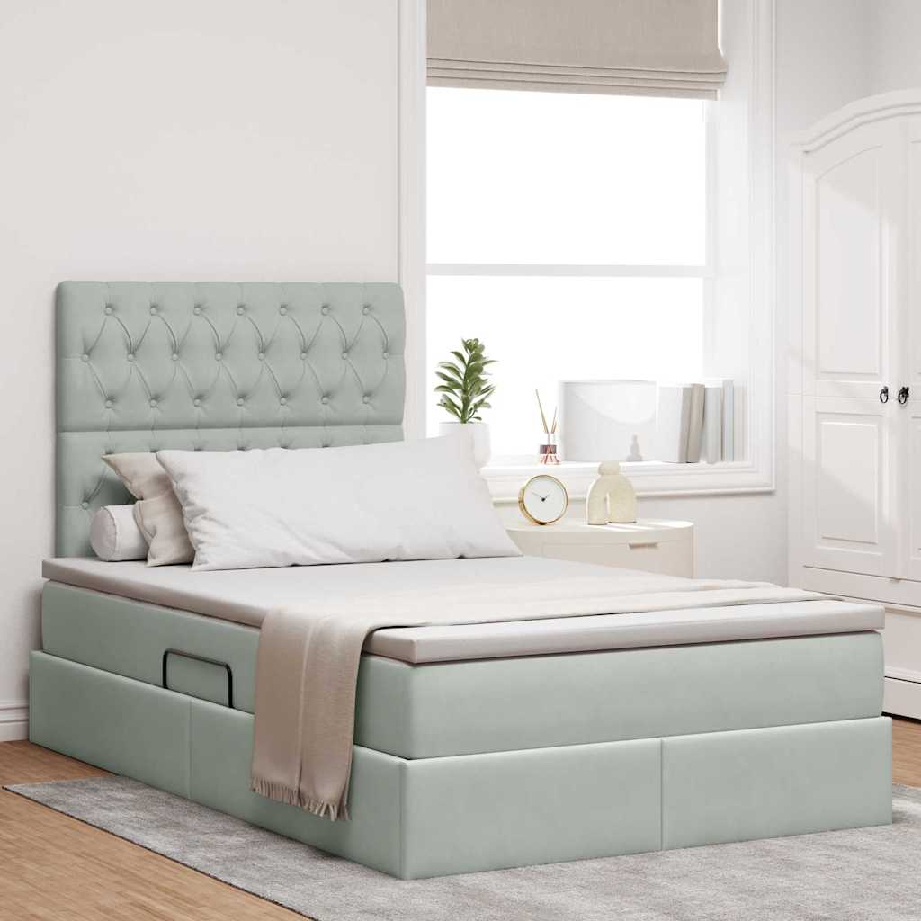 Letto con contenitore e materasso Grigio chiaro 120 x 200 cm
