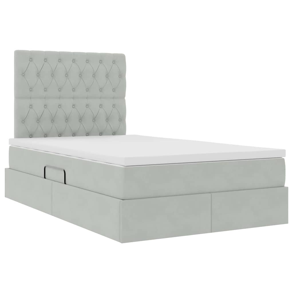 Letto con contenitore e materasso Grigio chiaro 120 x 200 cm