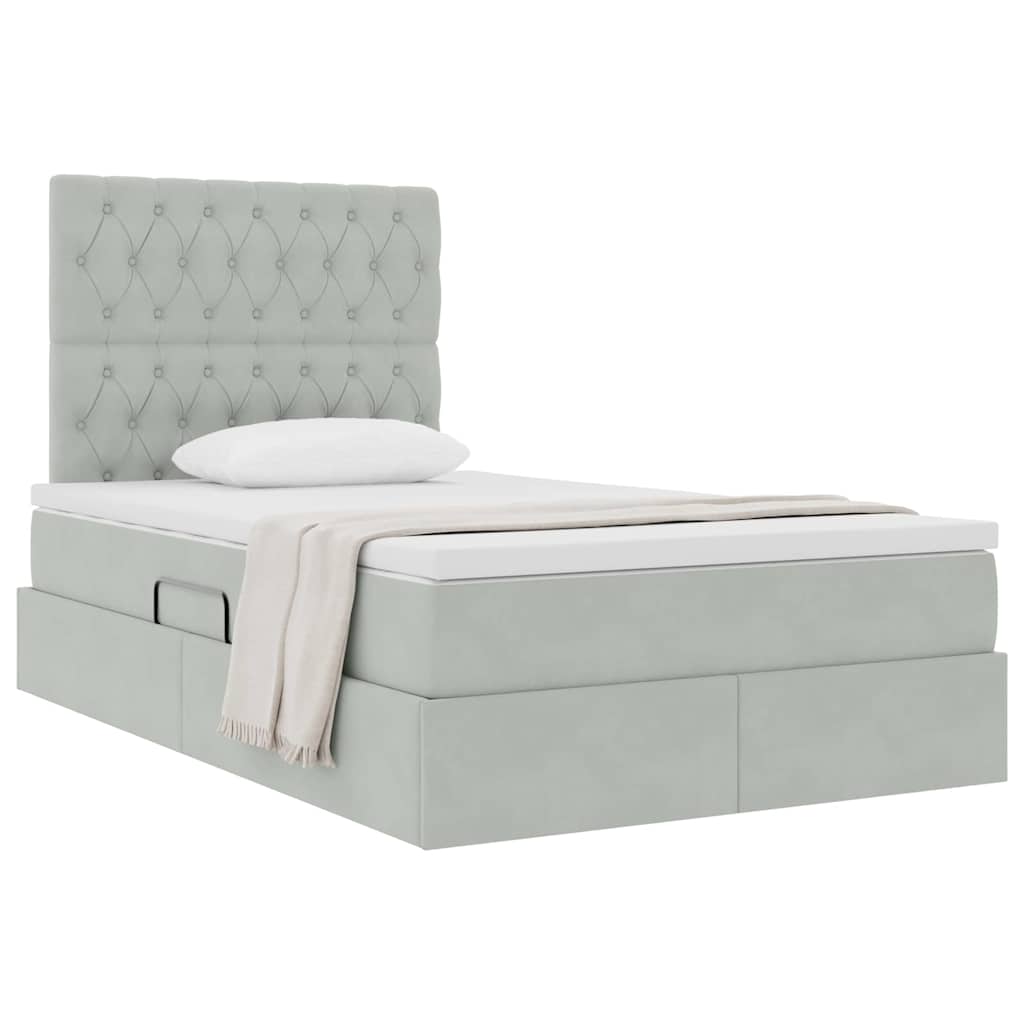Letto con contenitore e materasso Grigio chiaro 120 x 200 cm