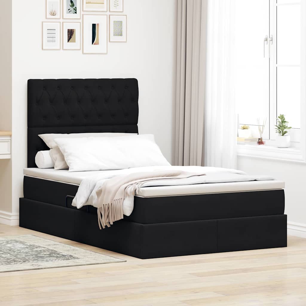 Letto con contenitore e materasso Nero 120 x 200 cm Velluto