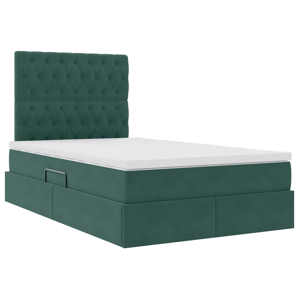 Letto con contenitore e materasso Verde Scuro 120 x 200 cm