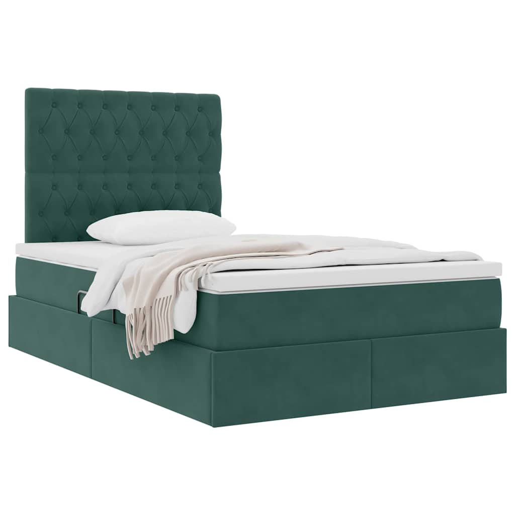 Letto con contenitore e materasso Verde Scuro 120 x 200 cm