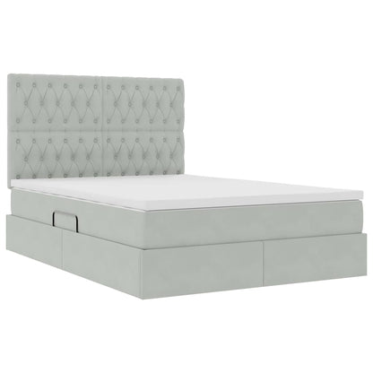 Letto con contenitore e materasso Grigio chiaro 140 x 190 cm