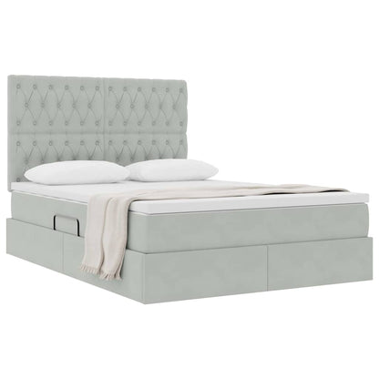 Letto con contenitore e materasso Grigio chiaro 140 x 190 cm