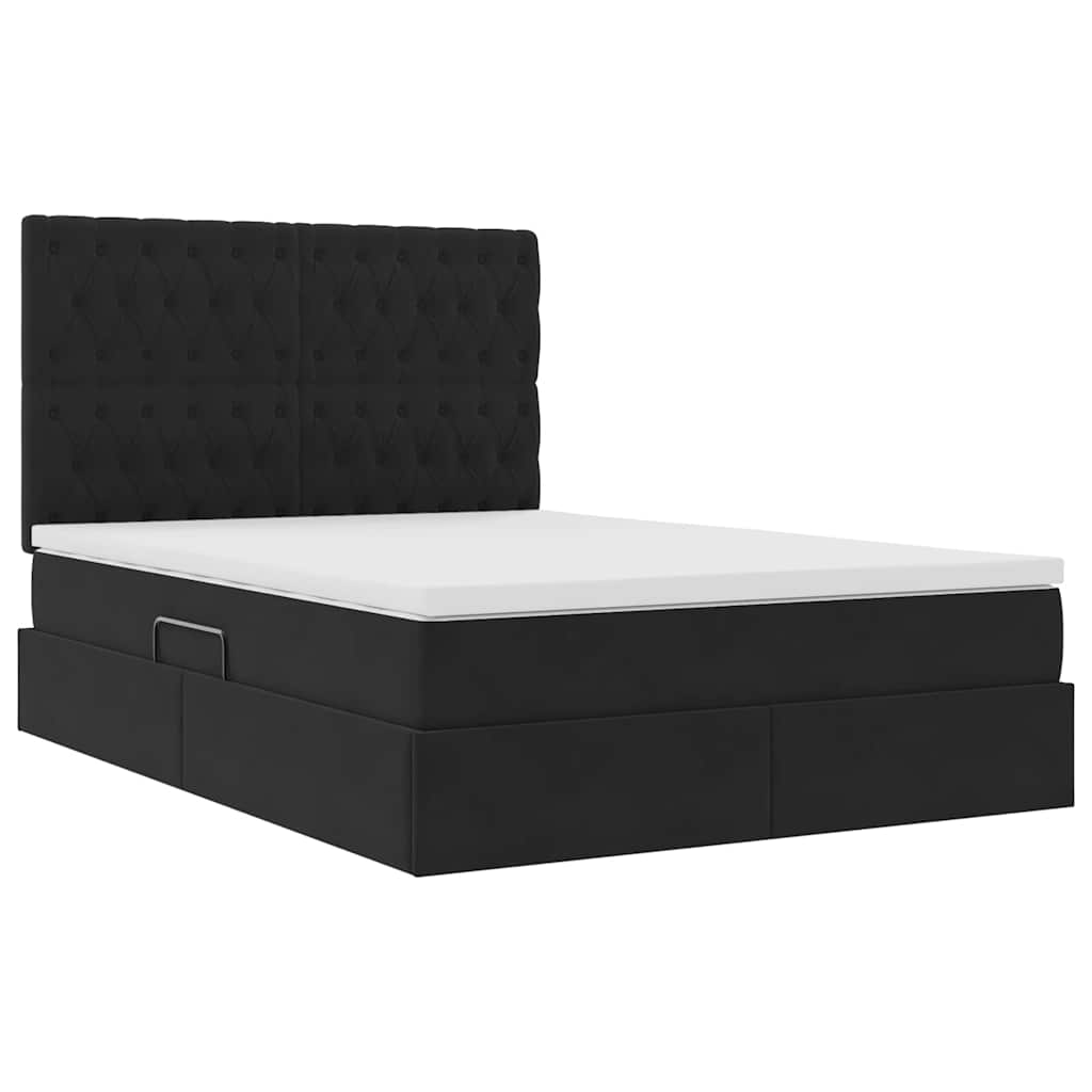 Letto con contenitore e materasso Nero 140 x 190 cm Velluto