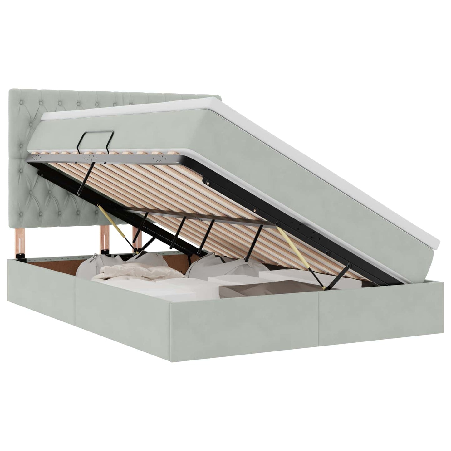 Letto con contenitore e materasso Grigio chiaro 140 x 200 cm