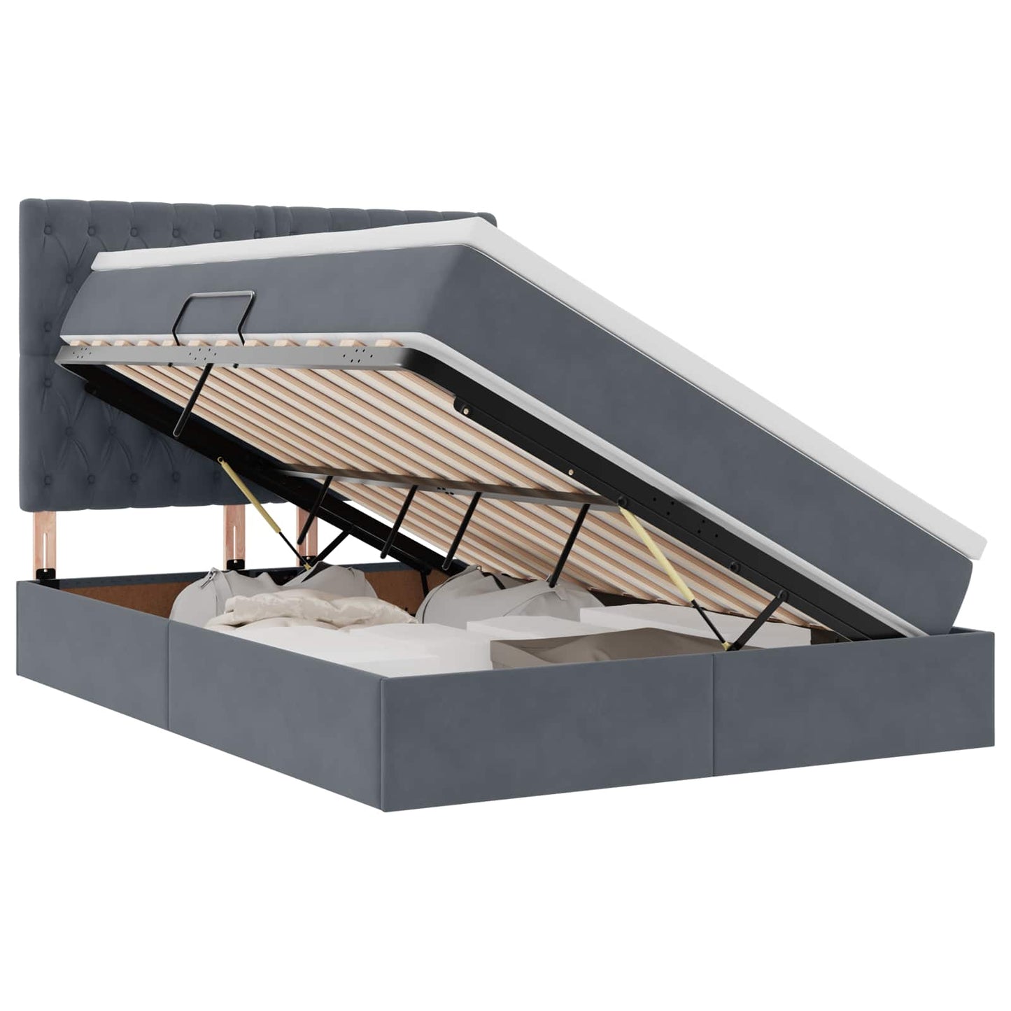 Letto con contenitore e materasso Grigio scuro 140 x 200 cm