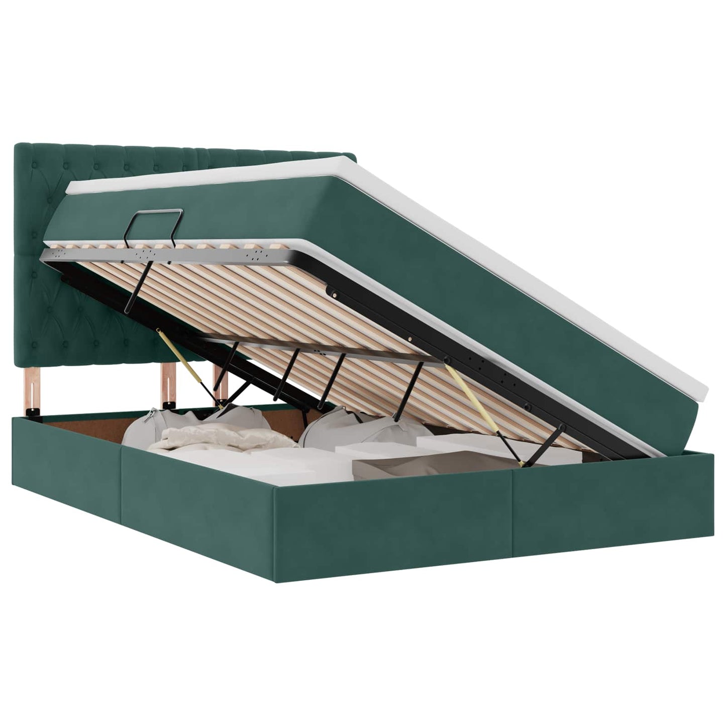 Letto con contenitore e materasso Verde Scuro 140 x 200 cm