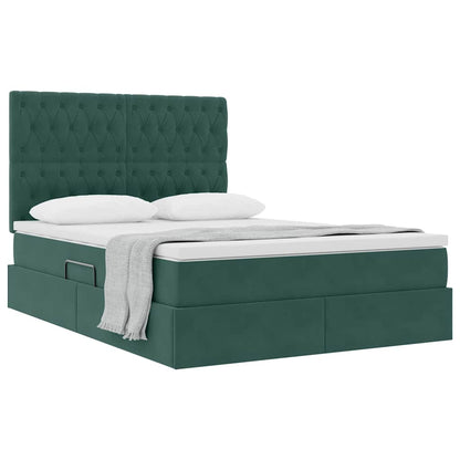 Letto con contenitore e materasso Verde Scuro 140 x 200 cm
