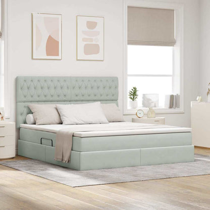 Letto con contenitore e materasso Grigio chiaro 160 x 200 cm
