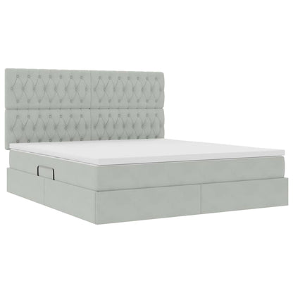 Letto con contenitore e materasso Grigio chiaro 160 x 200 cm