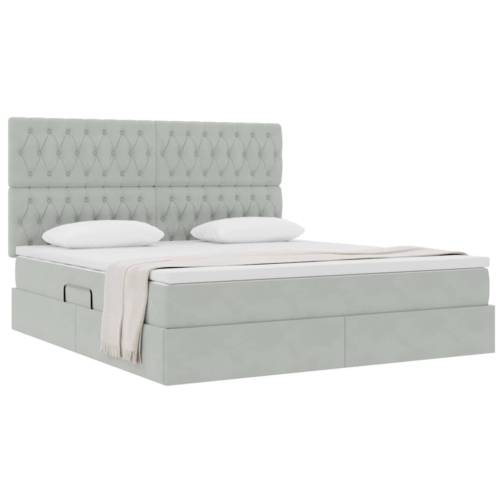 Letto con contenitore e materasso Grigio chiaro 160 x 200 cm