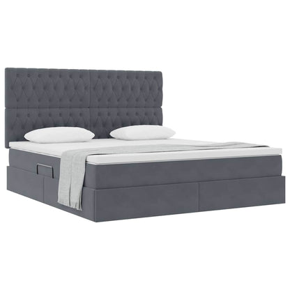 Letto con contenitore e materasso Grigio scuro 160 x 200 cm