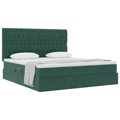 Letto con contenitore e materasso Verde Scuro 160 x 200 cm