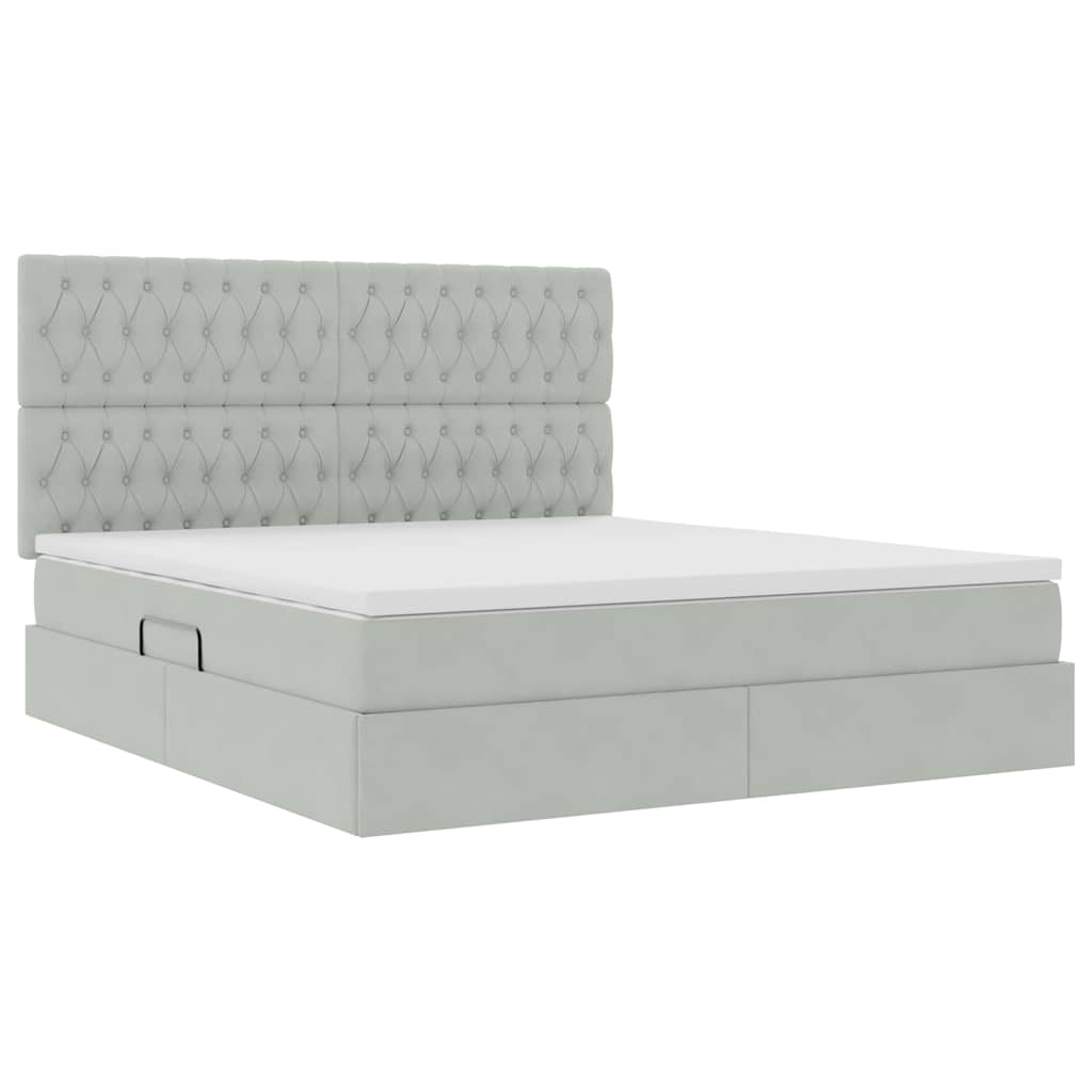 Letto con contenitore e materasso Grigio chiaro 180 x 200 cm