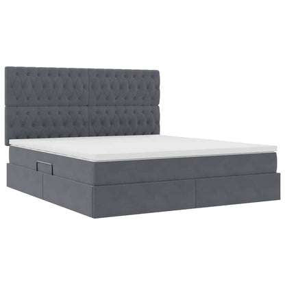 Letto con contenitore e materasso Grigio scuro 180 x 200 cm