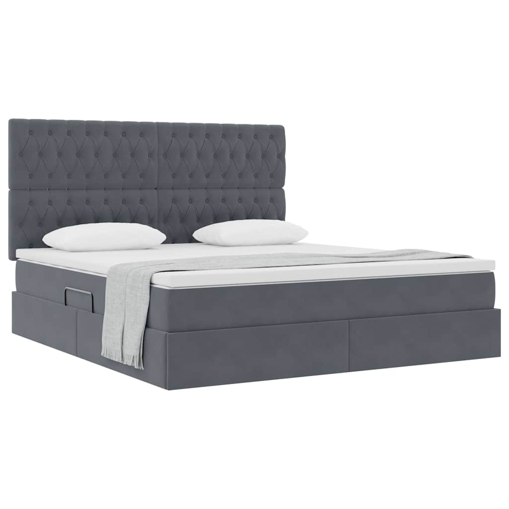 Letto con contenitore e materasso Grigio scuro 180 x 200 cm