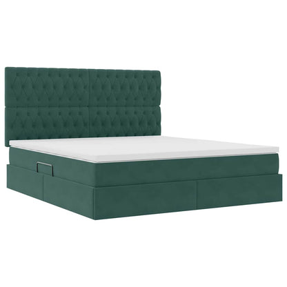 Letto con contenitore e materasso Verde Scuro 180 x 200 cm