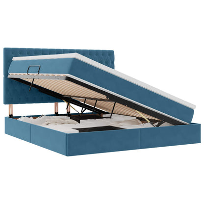 Letto con contenitore e materasso Blu Scuro 180 x 200 cm
