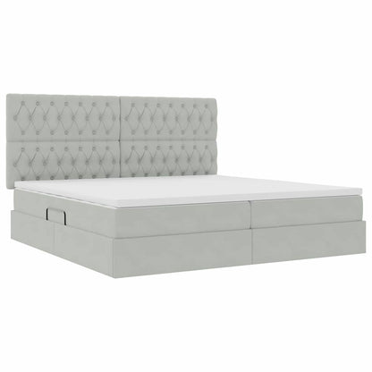 Letto con contenitore e materasso Grigio chiaro 200 x 200 cm