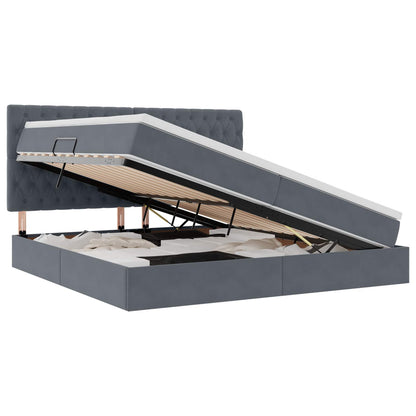 Letto con contenitore e materasso Grigio scuro 200 x 200 cm
