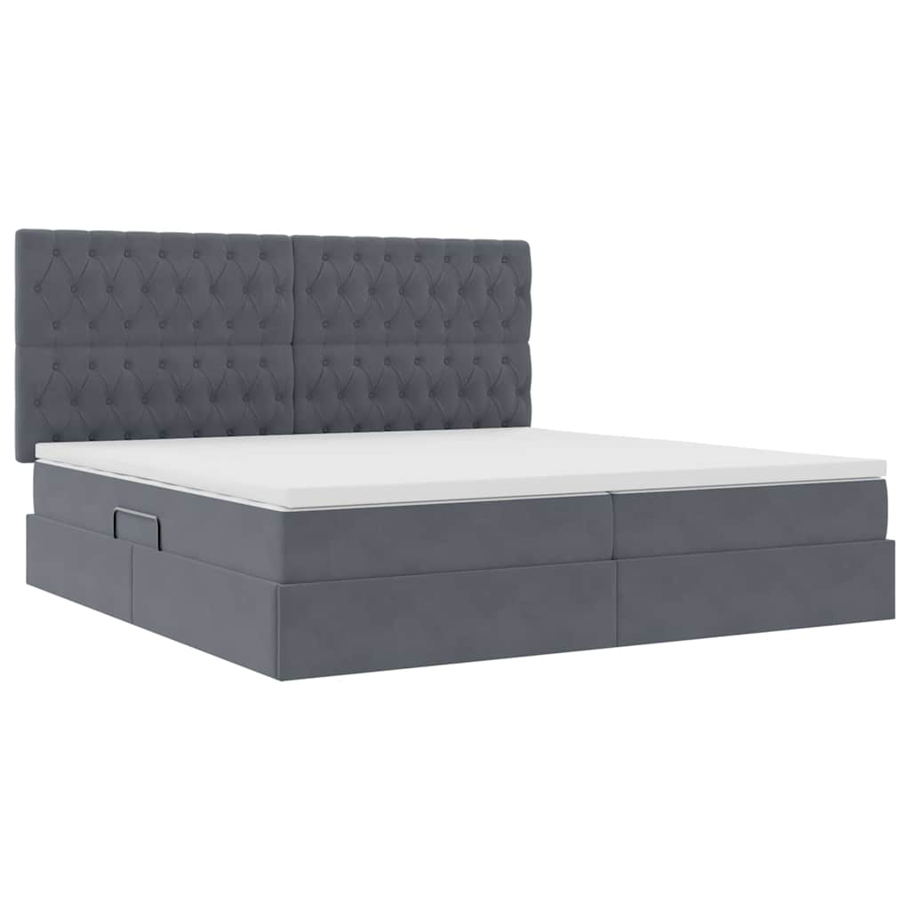 Letto con contenitore e materasso Grigio scuro 200 x 200 cm