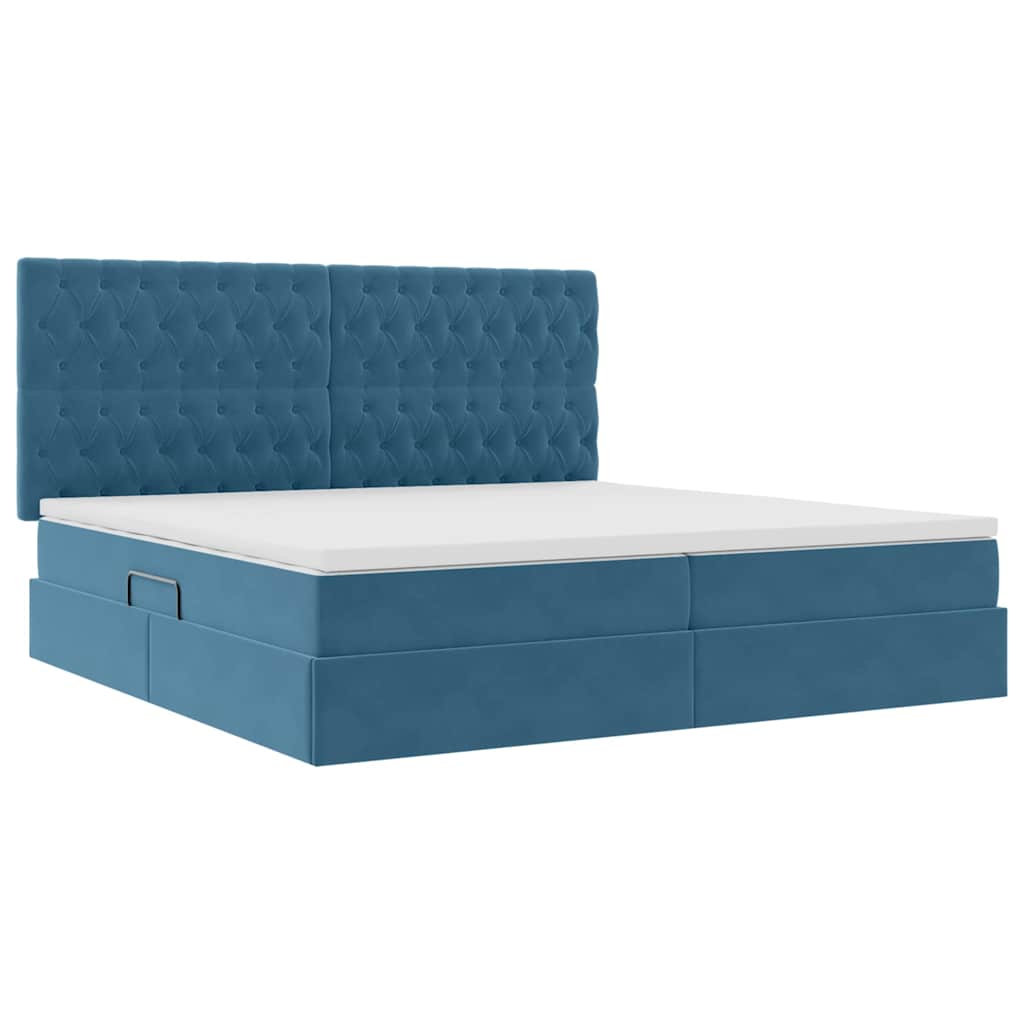 Letto con contenitore e materasso Blu Scuro 200 x 200 cm