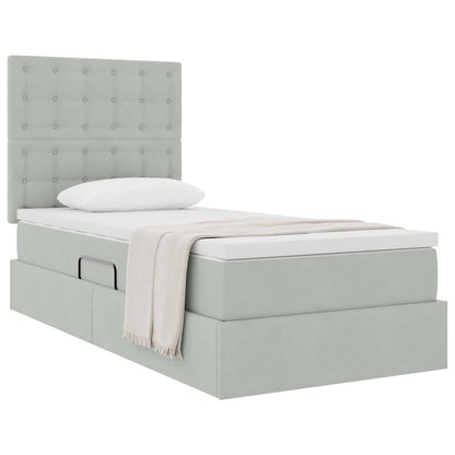 Letto con contenitore e materasso Grigio chiaro 90 x 190 cm