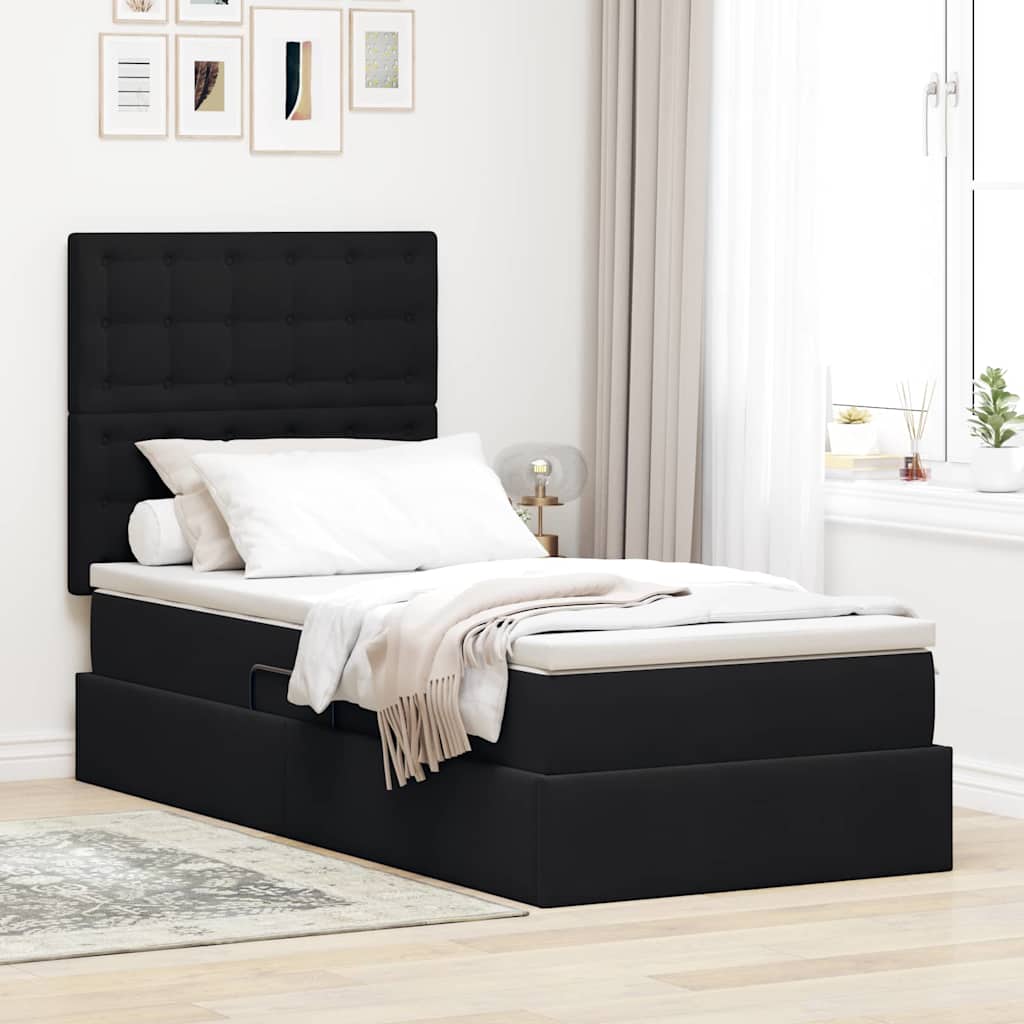 Letto con contenitore e materasso Nero 90 x 190 cm Velluto