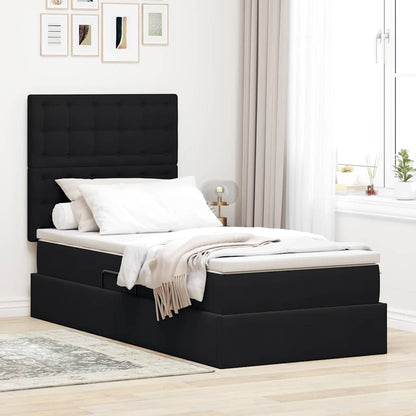 Letto con contenitore e materasso Nero 90 x 190 cm Velluto