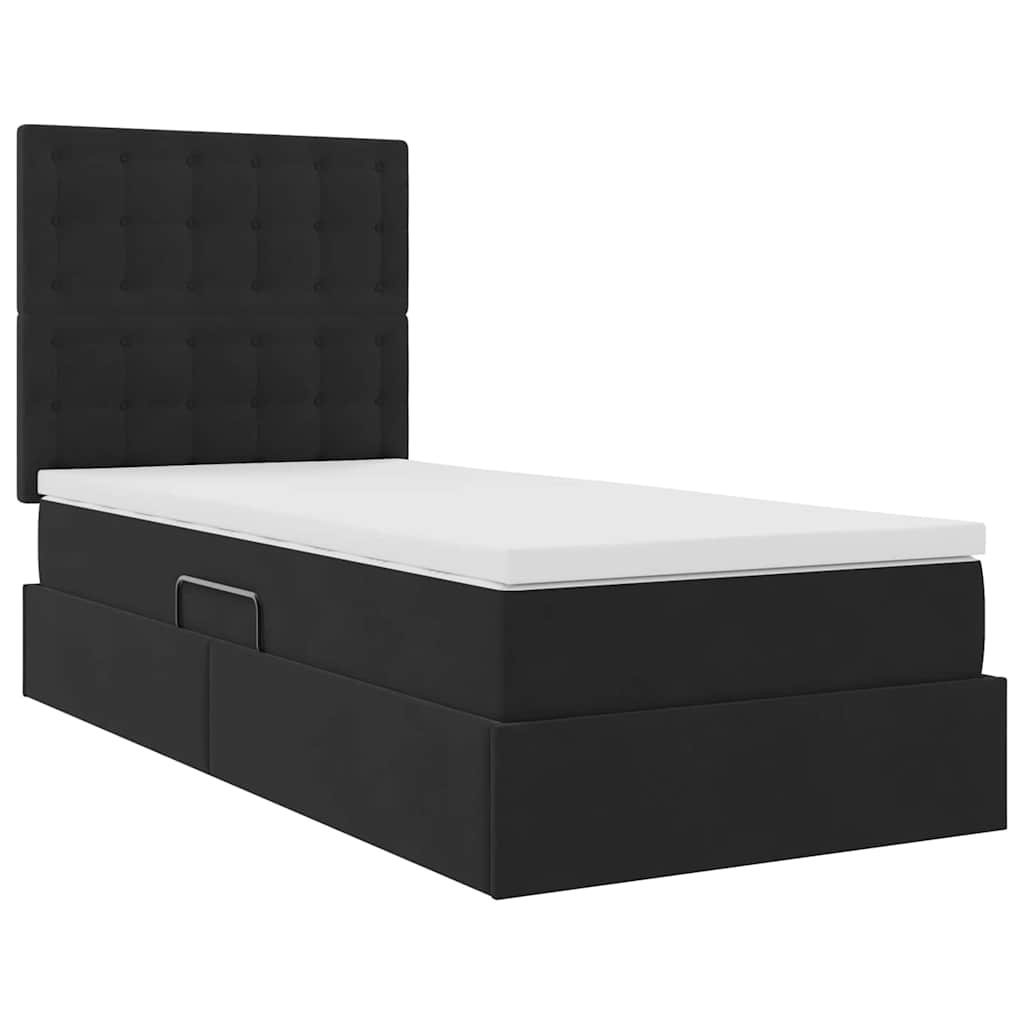 Letto con contenitore e materasso Nero 90 x 190 cm Velluto