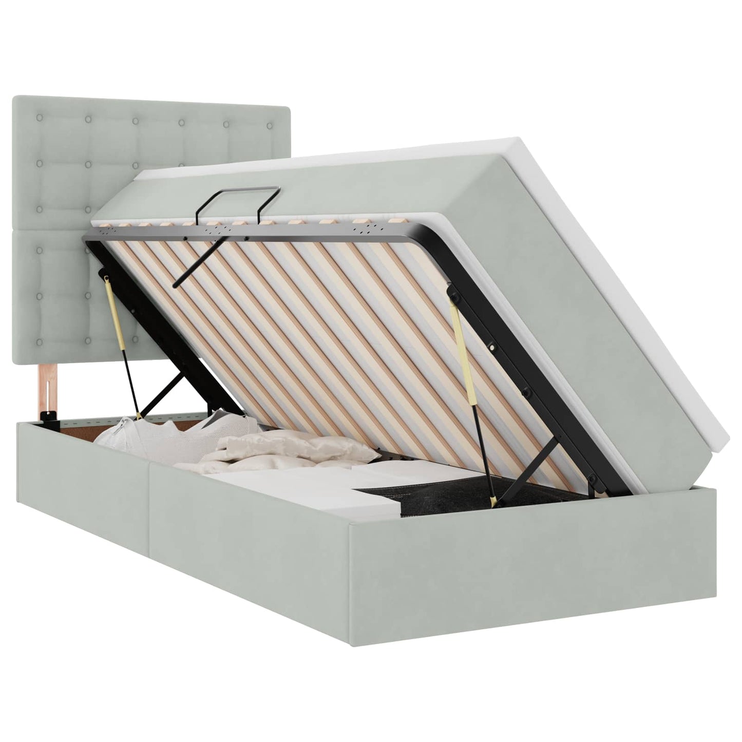 Letto con contenitore e materasso Grigio chiaro 90 x 200 cm