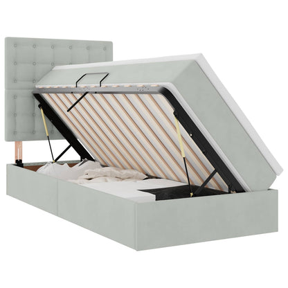 Letto con contenitore e materasso Grigio chiaro 90 x 200 cm