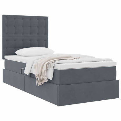 Letto con contenitore e materasso Grigio scuro 90 x 200 cm