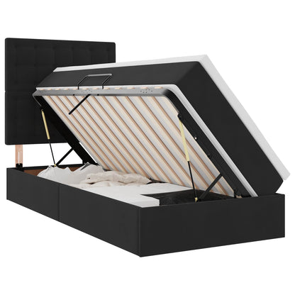 Letto con contenitore e materasso Nero 90 x 200 cm Velluto