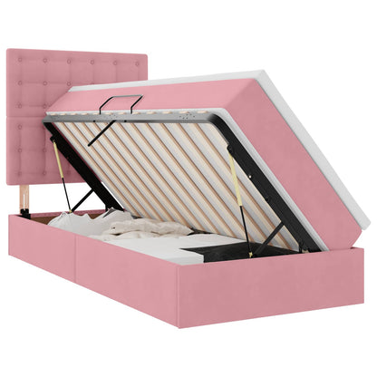 Letto con contenitore e materasso Rosa 90 x 200 cm Velluto