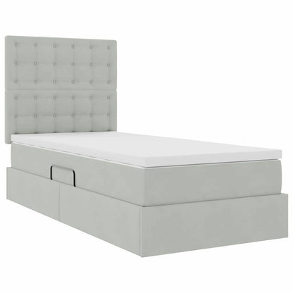 Letto con contenitore e materasso Grigio chiaro 100 x 200 cm