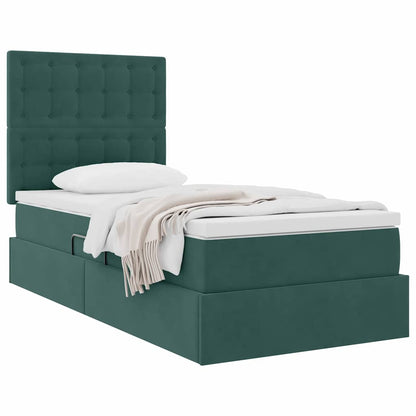Letto con contenitore e materasso Verde Scuro 100 x 200 cm