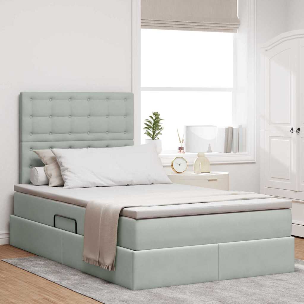Letto con contenitore e materasso Grigio chiaro 120 x 190 cm