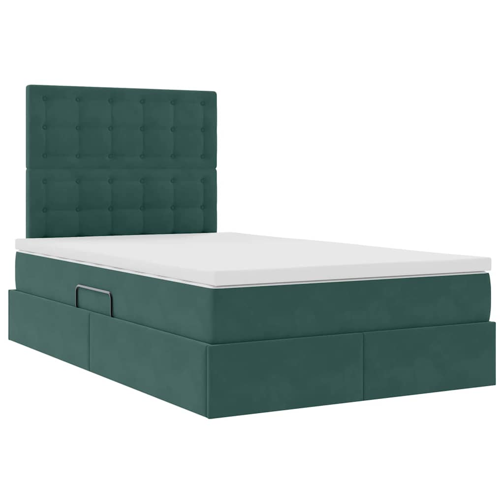 Letto con contenitore e materasso Verde Scuro 120 x 190 cm