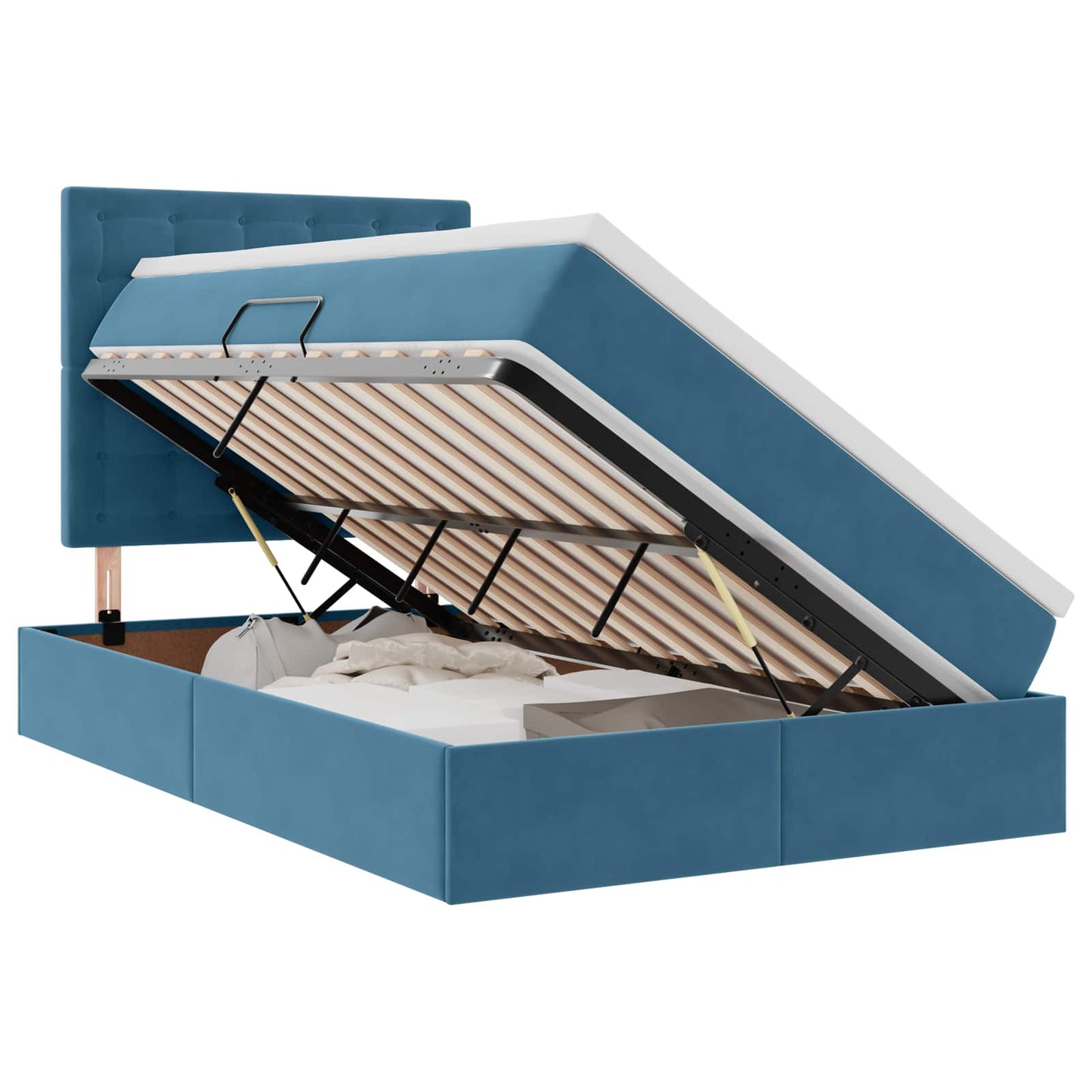 Letto con contenitore e materasso Blu Scuro 120 x 200 cm