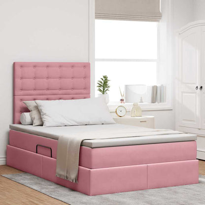 Letto con contenitore e materasso Rosa 120 x 200 cm Velluto