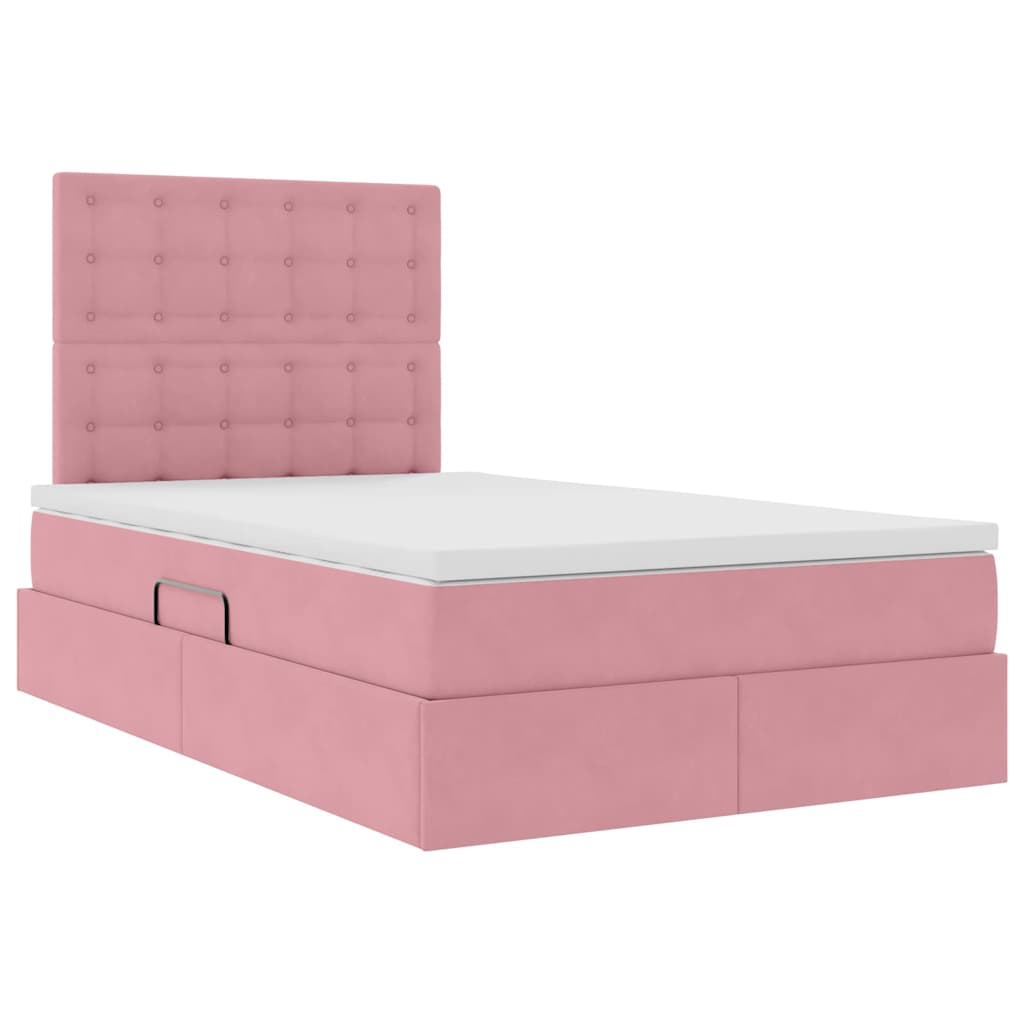 Letto con contenitore e materasso Rosa 120 x 200 cm Velluto